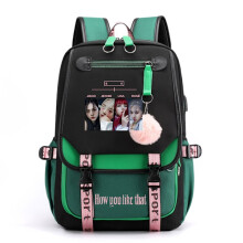 Rucsac școlar BLACKPINK negru cu fetiță verde nou