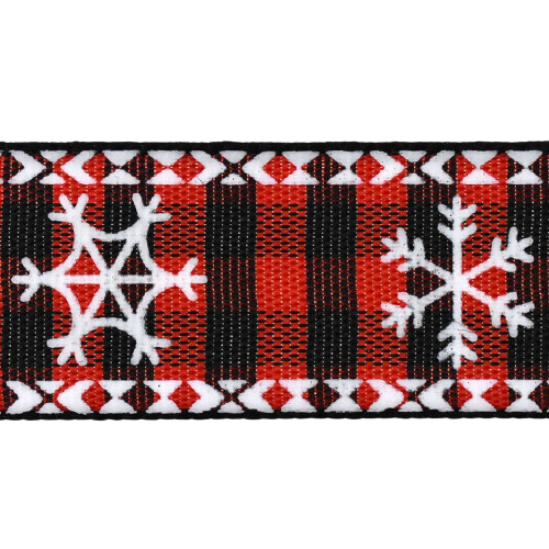 Κορδέλα Homeford Χριστουγεννιάτικη με σχέδιο Buffalo Plaid Snowflakes, 5/8 ίντσας, 10 γιάρδων, 1