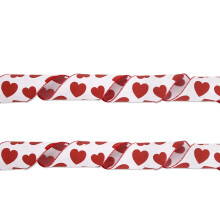 Valentijnsdaglint met liefdesprint, imitatie linnen lint, geschikt voor bruiloften, Chinese Valentijnsdagfeestdecoratie, hartvormige strik.