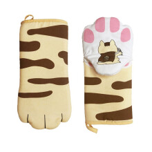 Gants de cuisine résistants à la chaleur (lot de 1), motif pattes de chat, en coton isolant, pour four, micro-ondes et cuisine.