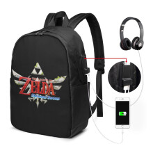 Mála Droim Ríomhaire Glúine Taistil The Legend of Zelda, Mála Gnó Frith-Chaol Marthanach le Port Muirir USB, Mála Ríomhaire Scoile Coláiste