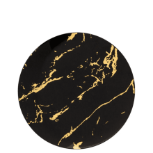 VeZee's Gold Stroke Collection : 7.5inches Black with Gold Stroke Salad/Dessert Plates, Elegant Look for All kind of Parties & Occasions:50CT