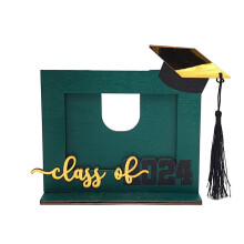 Cadre photo de remise de diplôme LKWLPD, cadre en bois avec chapeau et inscription gravés, compatible avec la décoration de bureau 2024DIY, vert