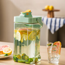 Carafe en plastique Kabnic 3,5 L avec couvercle, distributeur d'eau grande capacité pour réfrigérateur, thé glacé, jus, café | Verte