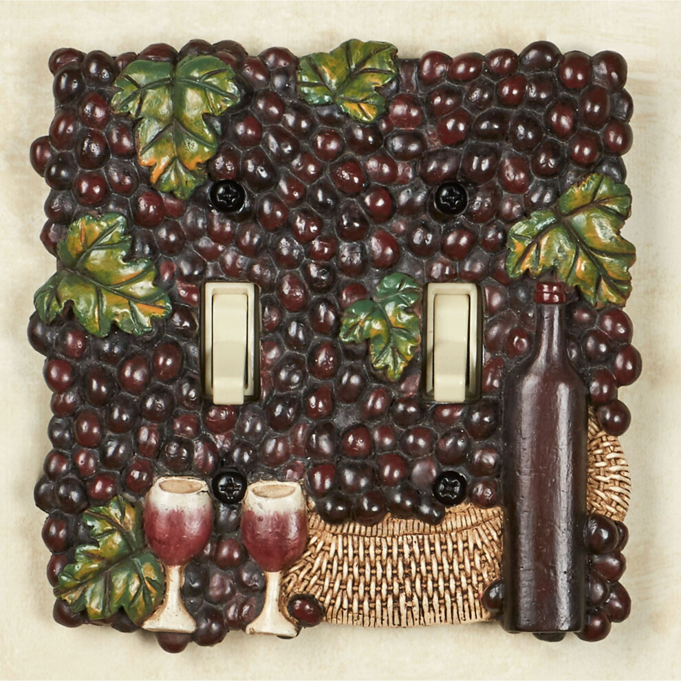 Wine Picnic Grapes Fruit Vintage Kitchen Dining Room Double Switchplate 2 Toggle Light Switch Cover Double Switchplate 9425574710475