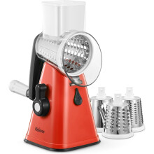 Râpe à fromage rotative avec poignée, 3 lames en acier inoxydable, base à ventouse puissante, facile à utiliser et à nettoyer (blanche)