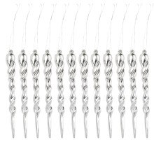 Gymnture christmas 12pcs Silver Twisted Clear Icicle Drop Ornaments for Xmas Tree Decoration