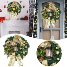 Guirlanda de Natal grande para porta de entrada, guirlanda de Natal com laço e fita, guirlanda de inverno para decoração de Natal em janelas e