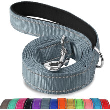 Double-Sided Reflective Dog Leash, 6 FT/5 FT/4 FT, Padded Handle Nylon Dogs Leashes for Medium & Large Dogs Walking, Gary, 6FT