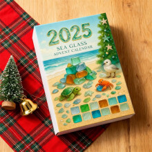 Calendrier de l'Avent Sapin de Noël en Verre de Mer 3D - 24 jours - Inspiré par l'océan - Cadeau de Noël unique et de collection