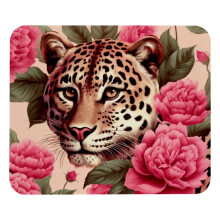 Štvorcová podložka pod myš, protišmyková gumená podložka pod myš pre kancelársky notebook - Pretty Roses Leopard