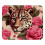 Mousepad quadrado com base de borracha antiderrapante para computador e notebook - Estampa de rosas e leopardo 1