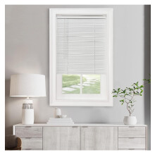 Store vénitien sans cordon filtrant la lumière, 119 cm (L) x 119 cm (H), lamelles de 2,5 cm, blanc perle - Compatible avec les stores horizontaux