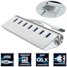 Hochleistungs-USB-3.0-Hub mit 7 Ports, tragbar, aus Aluminium, für PC und Laptop