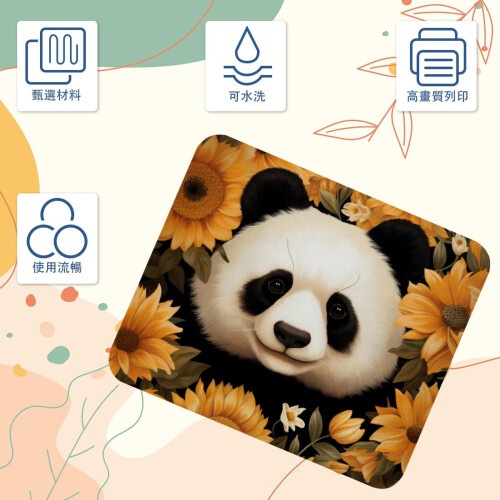 Panda Sunflower Desk Mat, Μικρό Gaming Mouse Pad με Βάση από Λαστιχένιο, Συμβατό με εγκαταστάσεις 2