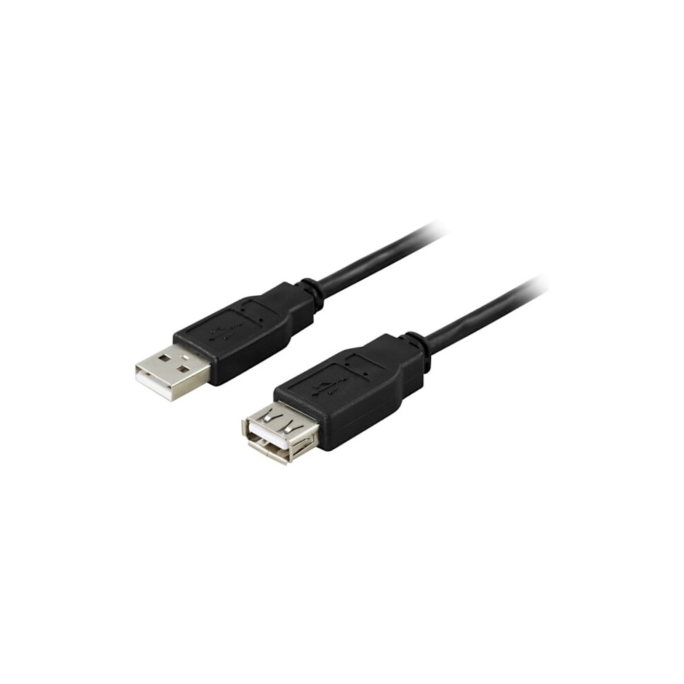 Deltaco Usb 2.0 Cable Type A Male Angled - Type A Female 0.2M, (Usb2-102S) Black 9083649891360