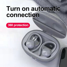 SUSUchens 1-par trådlösa hörlurar med LED-display, fingeravtryckssensor, brusreducering, Bluetooth 5.0, kompatibla med iPhone och Android, grå