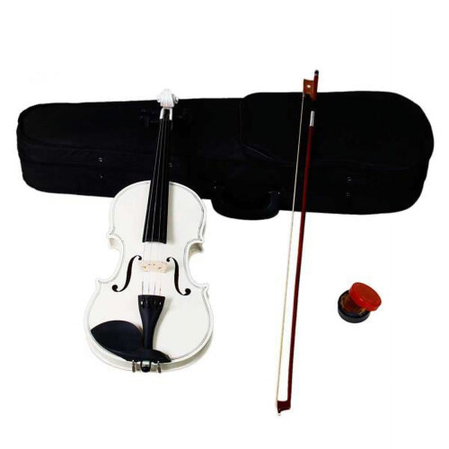 New 4/4 Acoustic Violin Case Bow Rosin White 1