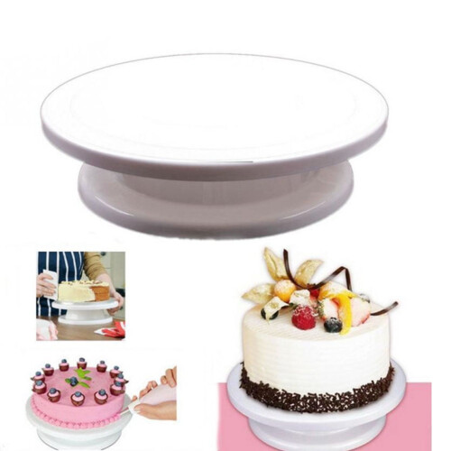Kuchenständer, Blechteller, runder Boden, weiß 2