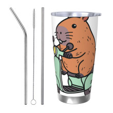 Gobelet isotherme Capybara 590 ml (20 oz), en acier inoxydable, avec couvercle, idéal pour les voyages et les activités de plein air.