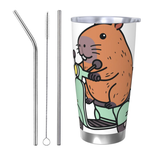 Capybara20oz Tumbler, Κούπα ταξιδιού καφέ από ανοξείδωτο ατσάλι με μόνωση κενού, Κούπα