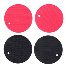 Placemat, Heaveant 4 stuks, zwart-rood, hittebestendige siliconen onderzetters voor drinkbekers, multifunctionele pannenonderzetters voor in de