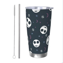 Gobelet isotherme L'Étrange Noël de Monsieur Jack (590 ml), couvercle anti-fuites, en acier inoxydable, pour boissons chaudes et froides, cadeau -