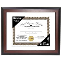TiaGOC 11.75x16 Mahogany Finish Diploma Frame with White Matting Holds 11.75 by 16-inch Documents with Glass and installed Wall Hanger