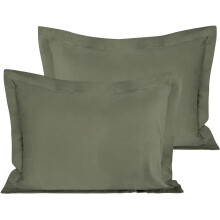 Ensemble de 2 taies d'oreiller Flxxie en coton lavé, toucher doux et style vintage, format Queen, gris fumé