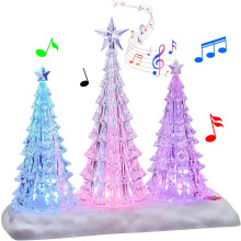 Tabletop Christmas Tree with Light & Music - Battery Operated Crystal Acrylic Tree, 8 Songs, Warm White, compatible with holiday decor gifts