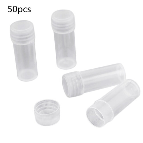 50 st 5 ml plastprovflaska liten tunna provrörsflaskor förvaringsbehållare