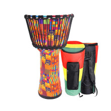 African Djembe Drum 10 Inch HandCarved Wood with Stable Pitch Rope and Clear Stage Tone