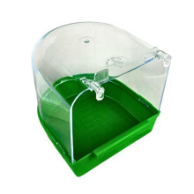 Bird Bath with External Cage Mount for Parakeet Canary Finch Small Parrot, Easy Clean Green