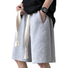Heren joggingbroek van katoenmix, ademende sweatshorts met trekkoord en kwastjes, en diepe zakken, ideaal voor sport, fitness, wandelen, hardlopen en