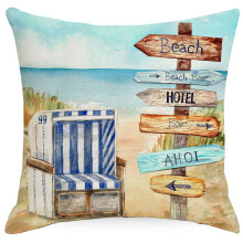 Strand/kust sierkussenhoezen 18x18 inch zomer nautisch terras oceaan thema decoratie sierkussens voor ligbank bank of sofa