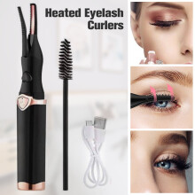 Pluokvzr Heated Eyelash Curler, USB Rechargeable, 3 Temp Modes, Quick Heating for Natural Long-lasting Curls