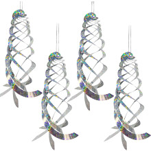Adove Bird Repellent Spiral Reflectors-45cm Hanging Reflective Bird Deterrent Device for Drive Birds Woodpeckers Pigeons(4pcs)