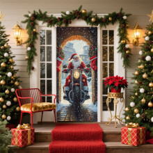 Djunllk Weihnachtstür-Hängebanner mit Weihnachtsmann für die festliche Heimdekoration, 70,8 x 35,4 Zoll