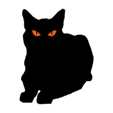 Halloween kültéri dekoráció 25 cm-es fém fekete macska világító narancssárga szemekkel, udvari karó dekoráció kertbe, gyepre, partira