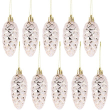 10er-Pack künstliche Tannenzapfen-Weihnachtsbaumschmuck, glitzernde Tannenzapfen-Anhänger, kompatibel mit dem Weihnachtsbaum, DIY-Weihnachtsdeko