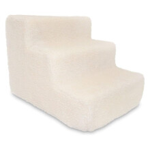 TiaGOC Foam Dog Stairs for Small Dogs & Cats, 3-Step Non-Slip Ramp for Couch, Sofa, High Bed, Portable Pet Steps, Lambswool, No Assembly