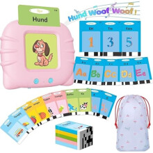 224 English Words Educational Cards - Alphabet & Numbers - Educational Toy for Kids - Pink