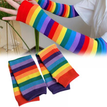 Rainbow-colored Candy Color Cute Arm Sleeves Colorful Striped Arm Sleeves Rainbow Sun Protection Sleeve outdoor and indoor UV protection sleeves