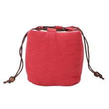 Mála Stórála Tae Kung Fu Earraí Tae Pouch Inaistrithe do Thacar Taistil Cadás Dearg Línéadach 2 phíosa