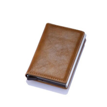 2022 luottokorttikotelo miehille ja naisille RFID-alumiininen pankkikorttikotelo vintage-nahkalompakko rahaklipsuilla keltainen