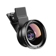 Telescópio PAVEOS para Smartphone, Lente 2 em 1 com Clipe Universal, Lente para Celular de 37mm, Lente Super Grande Angular + Macro HD 0,45x49 UV