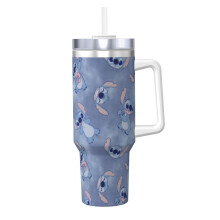 Vaso personalizado Stitch de 40 oz con asa y pajita - Taza de café de viaje de acero inoxidable con tapa - Regalos para mujeres, niñas y niños -