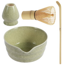 Tacar Fuip Matcha Qenwkxz4Pcs le Babhla Ceirmeach, Sealbhóir Fuip Bambú, Scúp & Babhla Breac 500ml – Trealamh Déanta Matcha In-athúsáidte