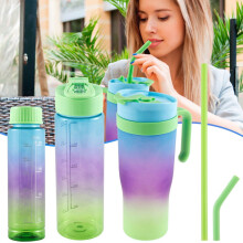 Wekvgz3 stk. vannflasker med tusj, bærbart sett av matkvalitet, lekkasjesikker, gjenbrukbar, bred åpning, 2000 ml, 750 ml, 300 ml, støtsikker for