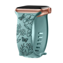 Graverat Armband kompatibel mit Apple Watch 38-49 mm, Schmetterlingsgrün für Series 10-3, SE, Ultra